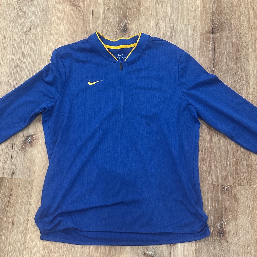 Nike Dri-Fit Royal Blue Quarter-Zip Shirt with Yellow Trim